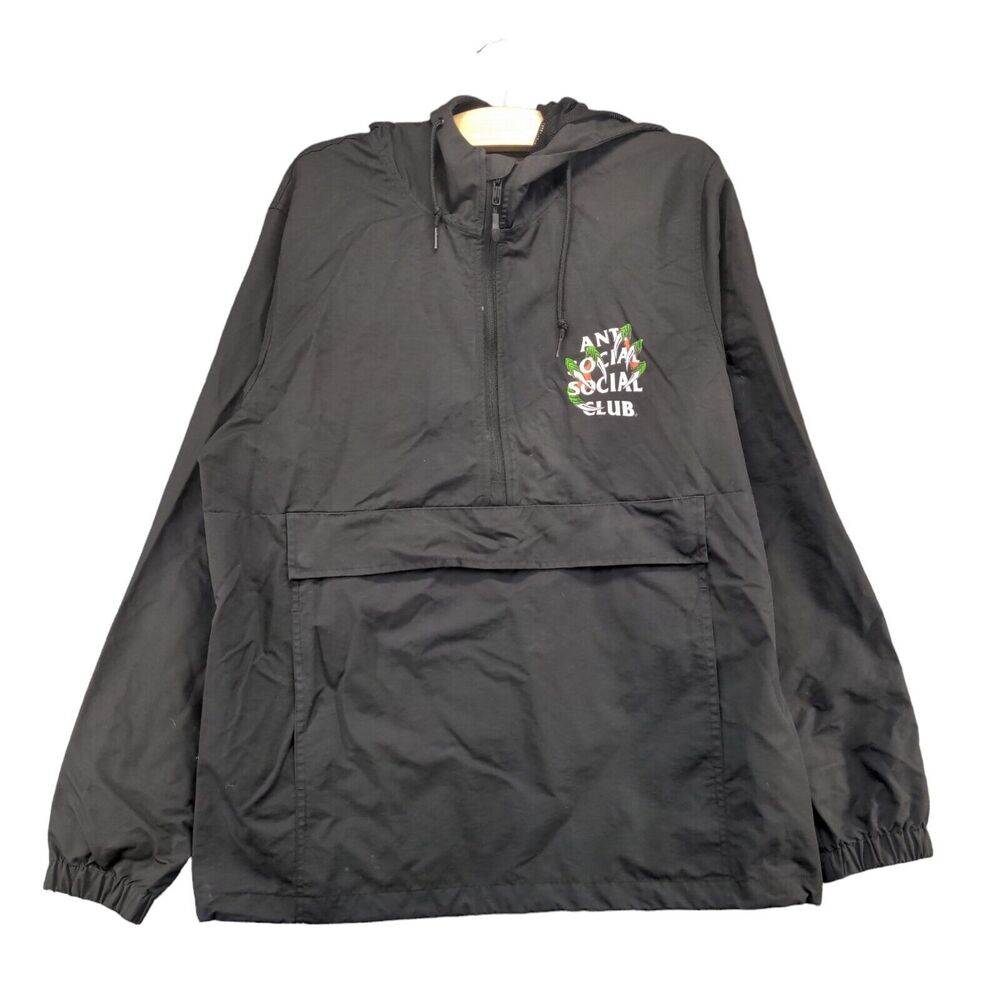 Anti Social Social Club Men's Anorak Jacket Medium Long Sleeve Black Cotton